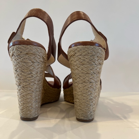 MICHAEL Michael Kors Tan Wedge  Espadrille Sandals Size 8.5 - Picture 3 of 6
